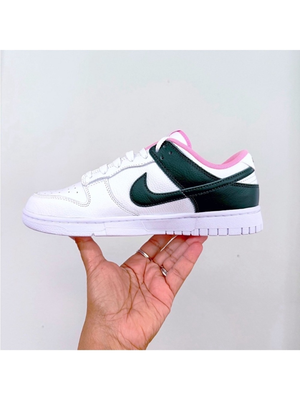 RARE Nike Dunk Low By You Custom Women’s Sneakers Dark Green Swoosh Pink Lining - Picture 5 of 8